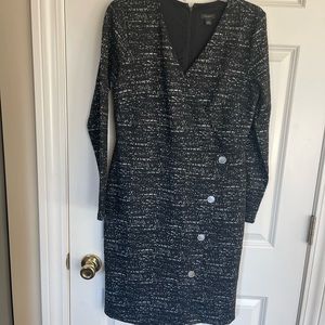 Ann Taylor factory long sleeve sheath dress. Black and white print